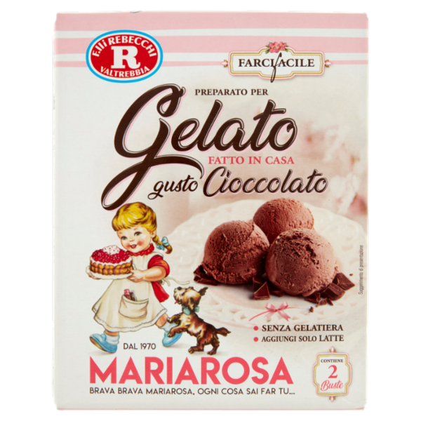 Mariarosa Farci facile Preparato per Gelato Fatto in Casa gusto Cioccolato 2 x 60 g