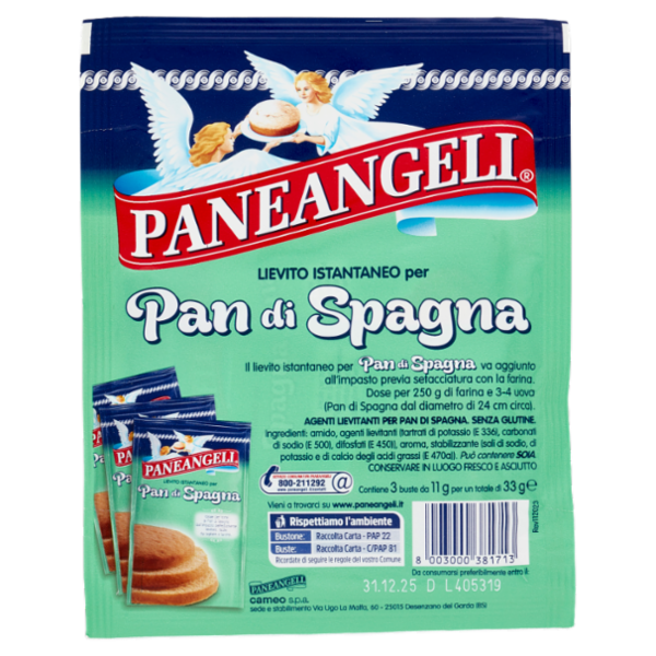 PANEANGELI Lievito Istantaneo per Pan di Spagna 3 x 11 g