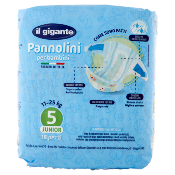 IL GIGANTE Pannolini per bambini 11-25 Kg 5 Junior 18 pz