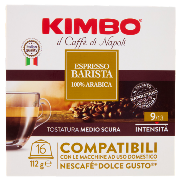 Kimbo Espresso Barista 100% Arabica Capsule Compatibili con le Macchine Nescafè Dolce Gusto* 16 x 7g