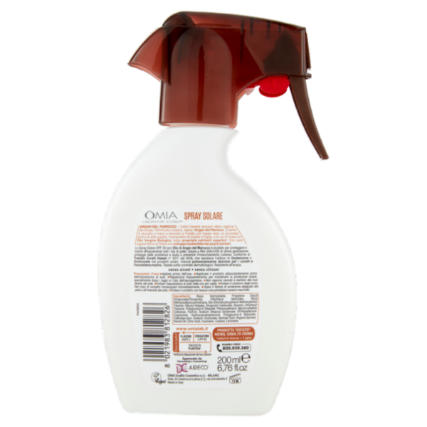 Omia Laboratori Ecobio Spray Solare 30 Alta Olio Vergine Argan del Marocco 200 ml