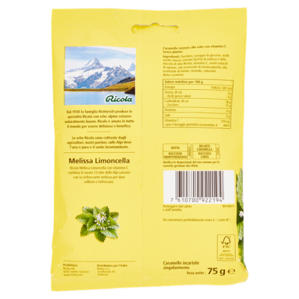 Ricola Melissa Limoncella + vitamina C 75 g