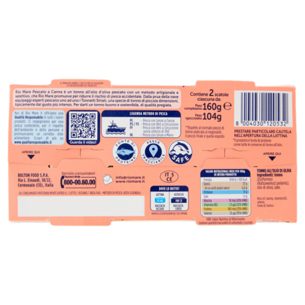 Rio mare Tonno all'Olio di Oliva Pescato a Canna 2 x 160 g