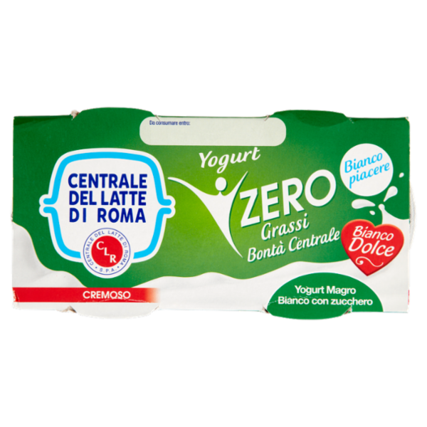 Centrale del Latte di Roma Zero Grassi Yogurt Magro Bianco con zucchero 2 x 125 g
