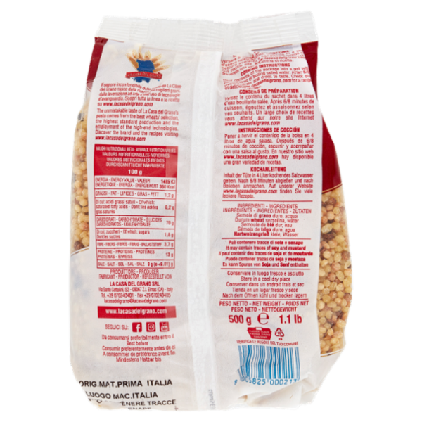 La Casa del Grano Le Tradizionali Sa Fregula Sarda Piccola 500 g