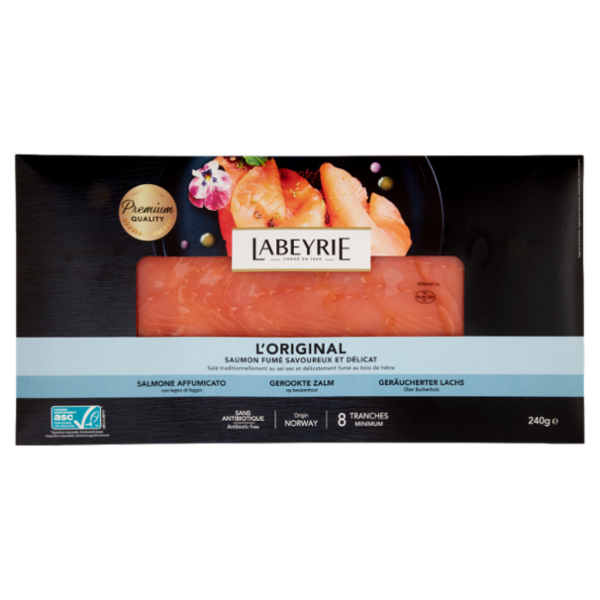 Labeyrie l'Originale Salmone affumicato ASC, 100% Senza Antibici, gusto Delicato 240 g