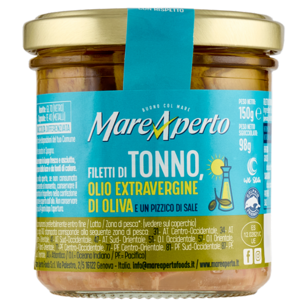 Mare Aperto Filetti di Tonno Olio Extravergine di Oliva 150 g