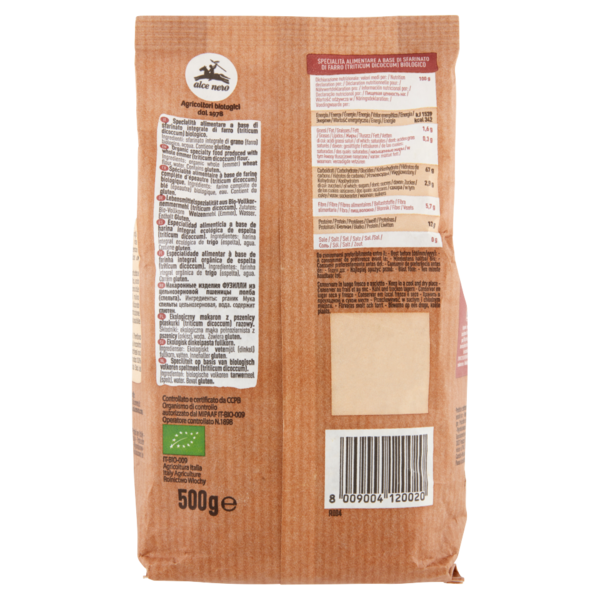 alce nero Penne Rigate Integrali Farro 500 g