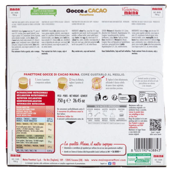 Maina Panettone Gocce di Cacao 750 g