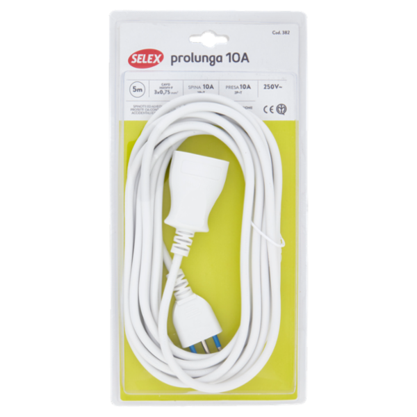 Selex Prolunga Spina 10A + Presa 10A(Ita) Bianco 5 m