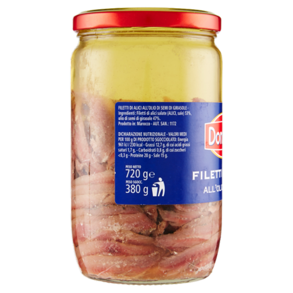 Donzela Filetti di alici all'olio di semi 720 g