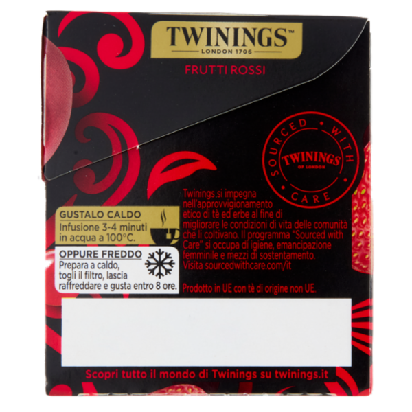 Twinings Frutti Rossi Tè Nero aromatizzato alla Fragola, Ciliegia, Ribes Lampone 25 filtri The 50 g