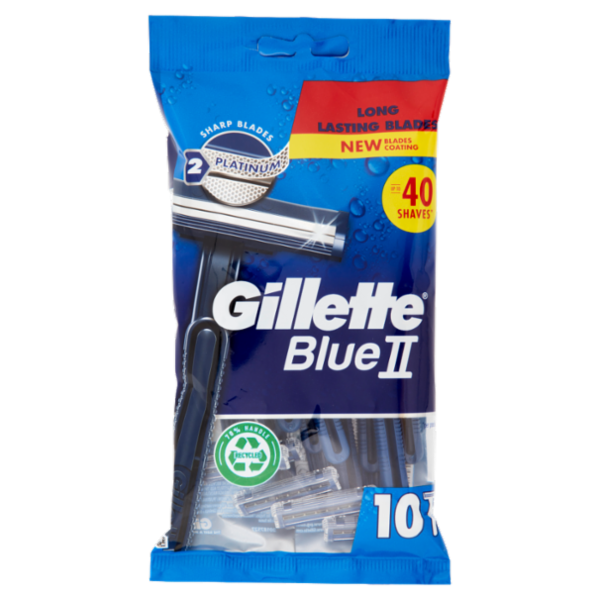 Gillette Blue II Rasoio da Uomo Usa e Getta a 2 Lame, 10 Rasoi
