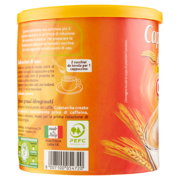 Crastan preparato solubile per Cappuccino d'Orzo da Zuccherare 150 g