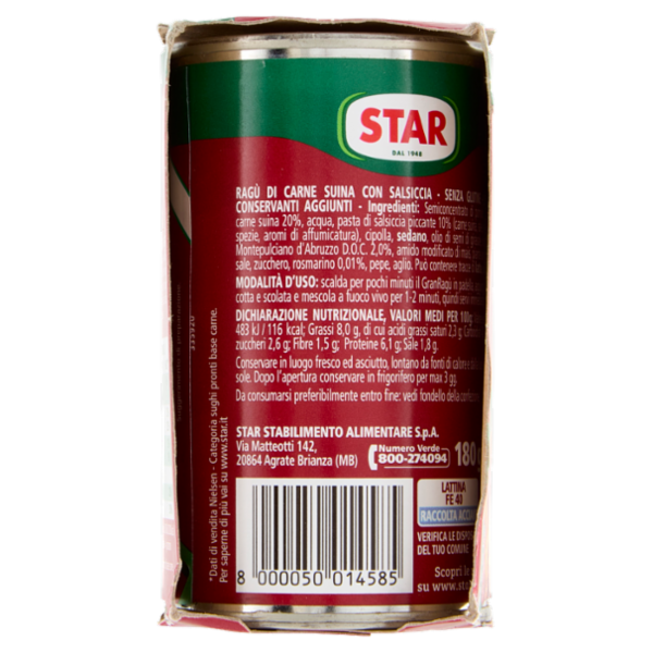 Star il mio Gran Ragù con Salsiccia 2 x 180 g