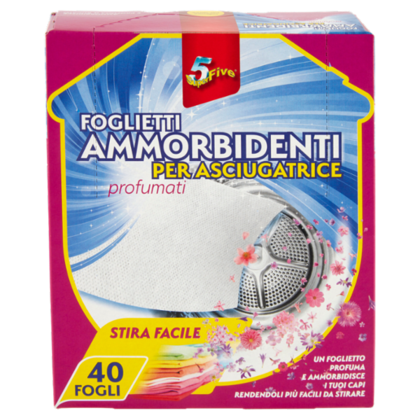 Super5 Foglietti Ammorbidenti per Asciugatrice profumati 40 pz