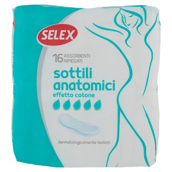 Selex Assorbenti Sottili Anatomici Effetto Cotone Ripiegati 16 pezzi