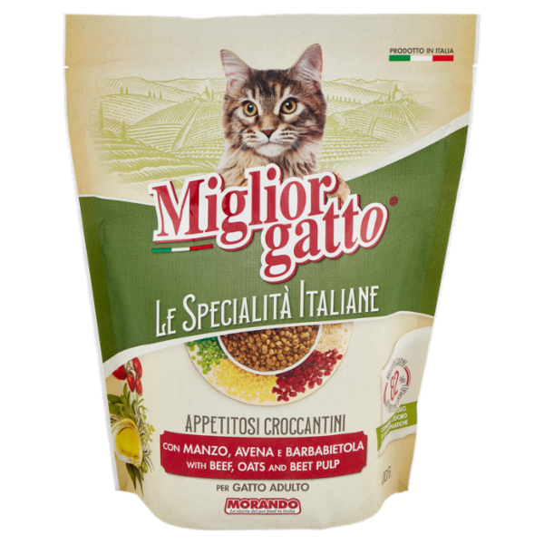 Migliorgatto Le Specialità Italiane Croccantini Manzo, Avena e Barbabietola per Gatto Adulto 400 G