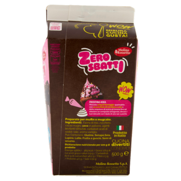 Molino Rossetto Zero Sbatti Cacao Preparato per Muffin e deliziose Mugcakes 500 g