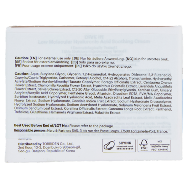 Torriden Dive in Soothing Cream 100 ml