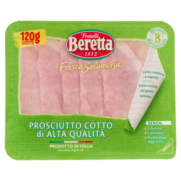 Fratelli Beretta Fresca Salumeria Prosciutto Cotto di Alta Qualità 120 g