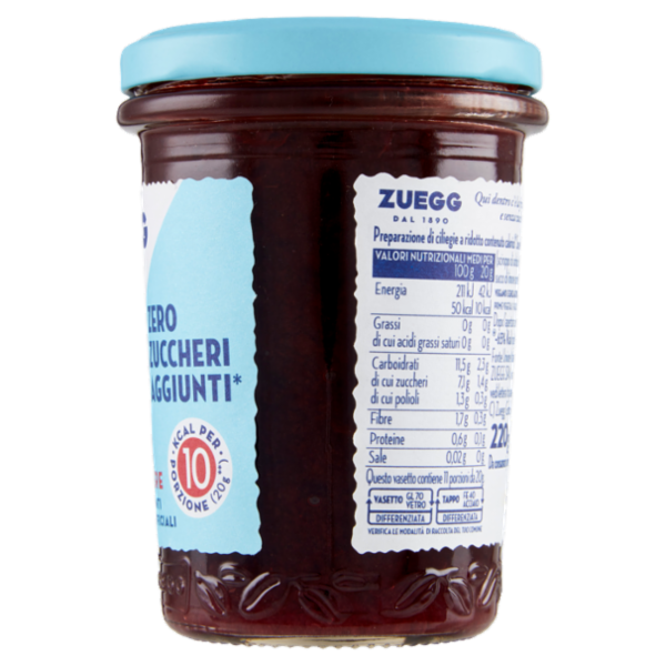 Zuegg Zero Zuccheri Aggiunti* Ciliegie Nere 220 g