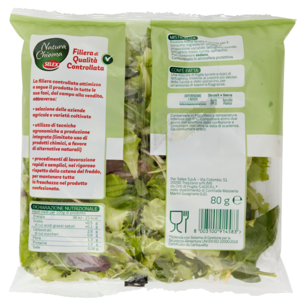 Selex Natura Chiama Misticanza Lavata e Pronta per il Consumo 80 g