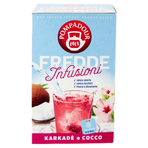 Pompadour Fredde Infusioni Karkadè e Cocco 18 x 2,5 g