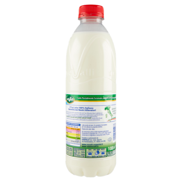 treValli Latte Parzialmente Scremato Pastorizzato a Temperatura Elevata 1000 ml