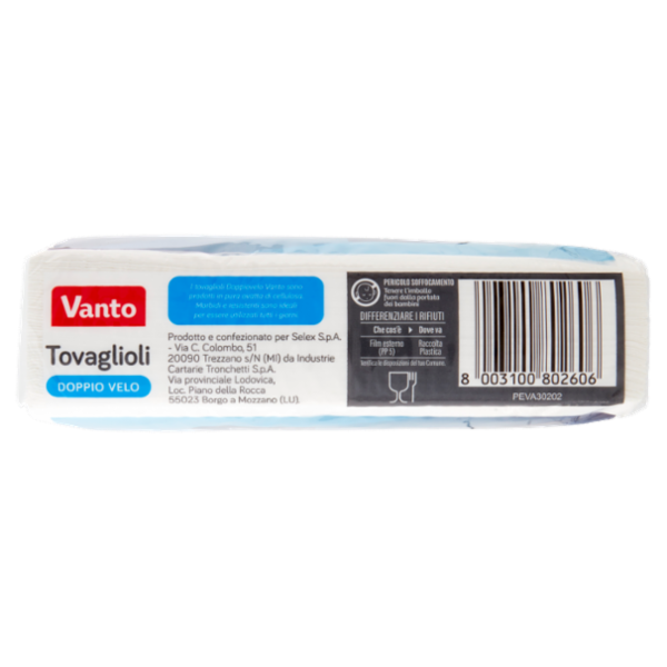 Vanto Tovaglioli 2 Veli 38x38 cm Bianchi 50 pezzi