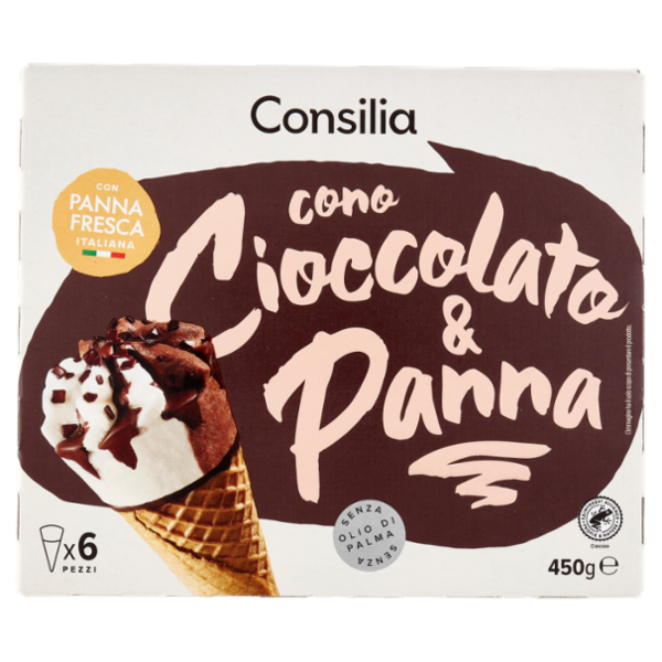 Consilia 6 Coni di Gelato Panna e Cioccolato 450 g