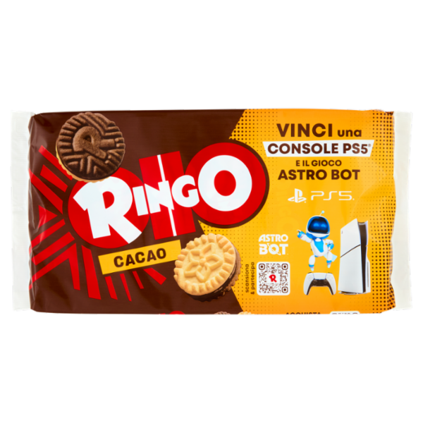 Ringo Cacao Biscotti Farciti con Crema Cacao Snack Merenda 6 porzioni, 330g
