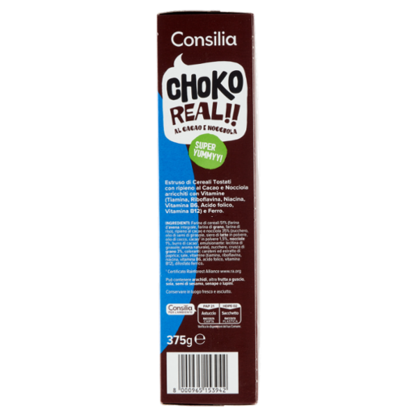 Consilia Choko Real Cereali Ripieni di Crema al Cacao e Nocciola 375 g