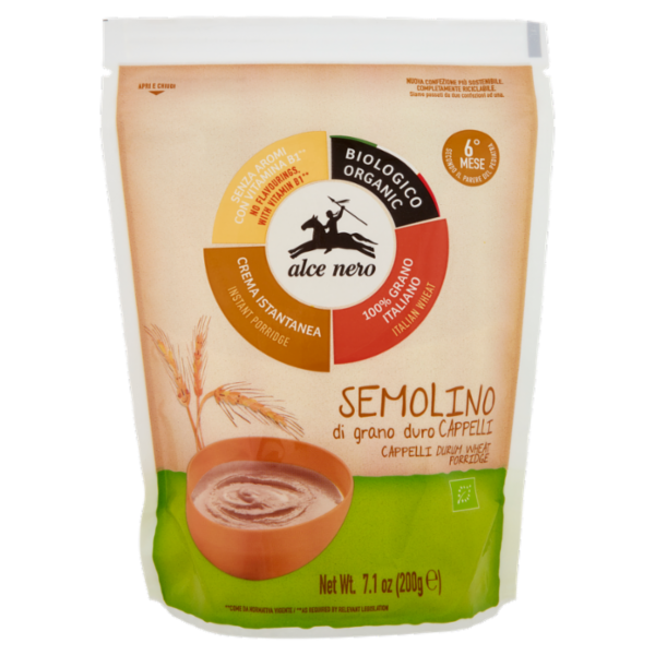 alce nero Semolino di grano duro Cappelli 200 g