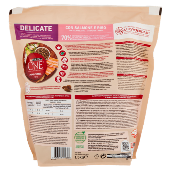PURINA ONE Mini/Small Delicate con Salmone e Riso 1,5 kg