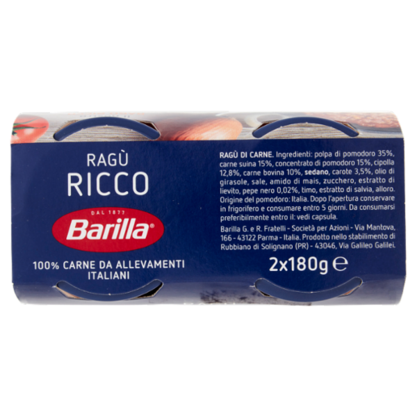 Barilla Sugo Ragù Bolognese Classico Condimento per Pasta 180gX2