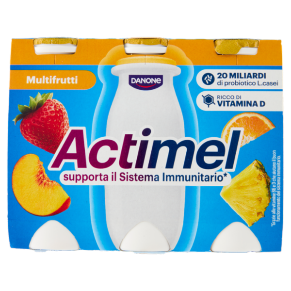 ACTIMEL, Yogurt da Bere con Vit B6 e D per il Sistema Immunitario, Multifrutti, 6X100G