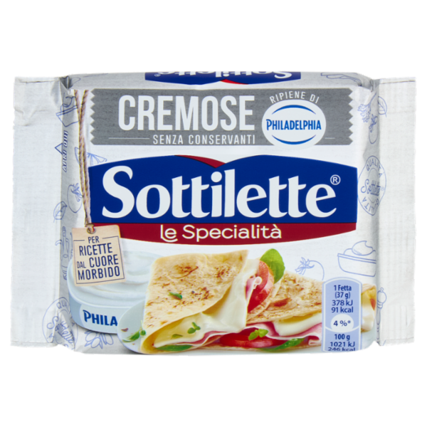 Sottilette Le Specialità Cremose - formaggio fuso a fette ripieno di Philadelphia - 185 g