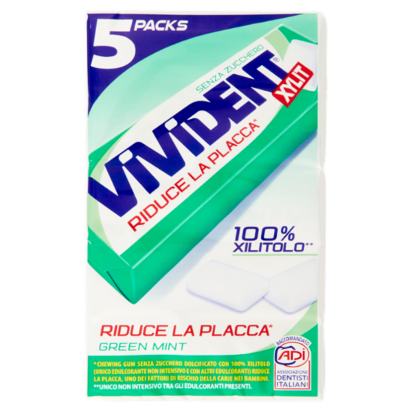 Vivident Xylit Green Mint 5 Packs 67,5 g