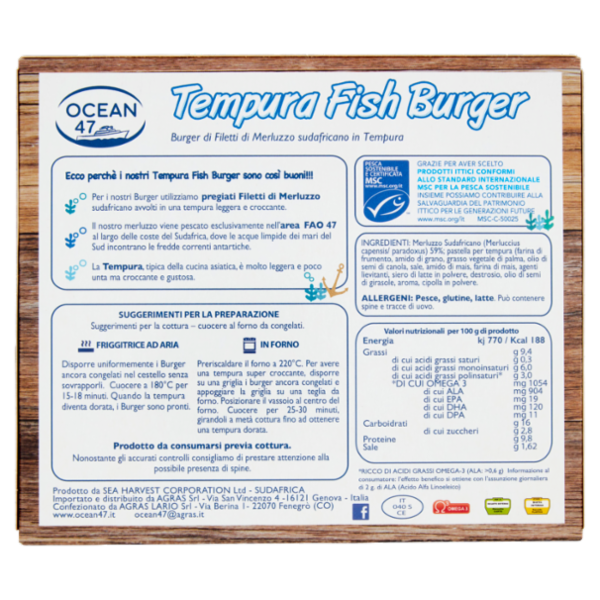 Ocean 47 Tempura Fish Burger Congelati 200 g