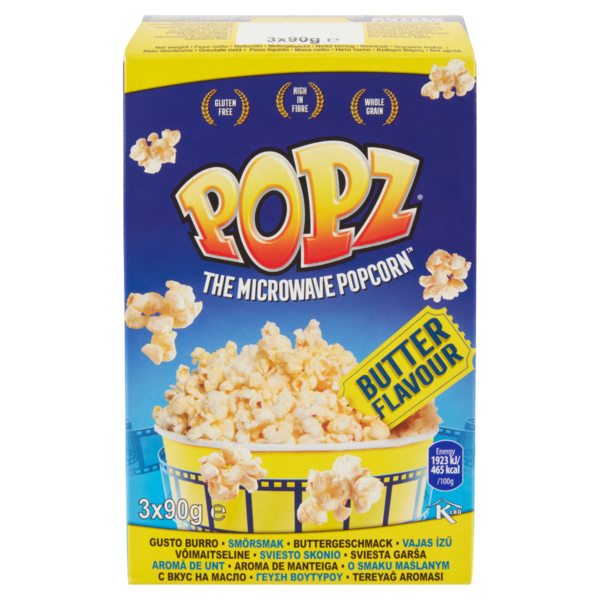 Popz the Microwave Popcorn Gusto Burro 3 x 90 g