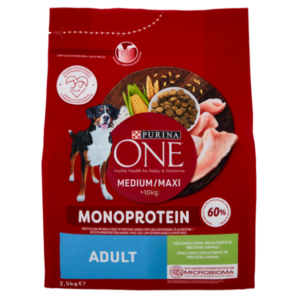 PURINA ONE Medium/Maxi Monoprotein Adult Tacchino 2,5 kg