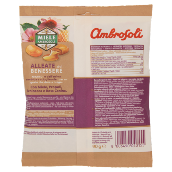 Ambrosoli Caramelle Miele e Propoli con echinacea e rosa canina 90 g