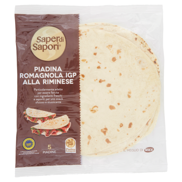 Selex Saper di Sapori Piadine Fresche Romagnole I.G.P. alla Riminese 5x120 g