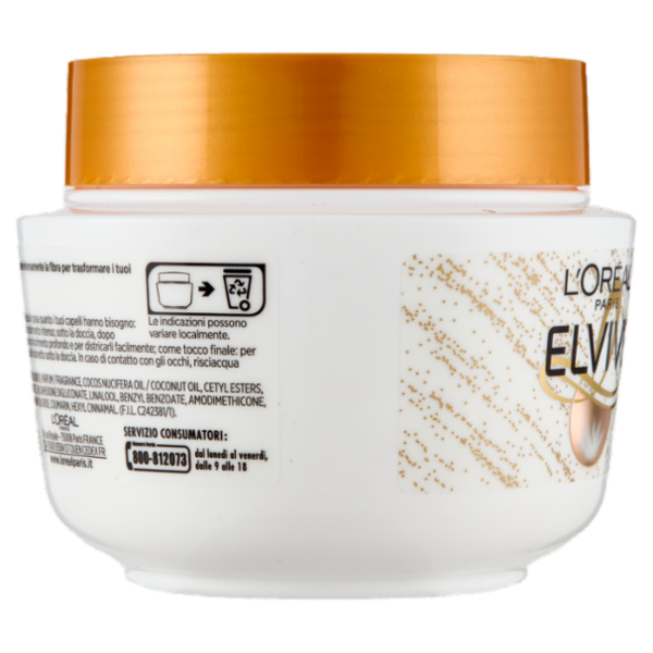 Elvive Olio Straordinario di Cocco Maschera 1001 Usi, per Capelli da Normali a Secchi, 300 ml