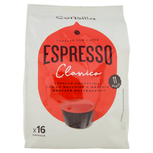 Consilia Caffè in Capsule Espresso Classico Compatibili Dolce Gusto 16 pezzi