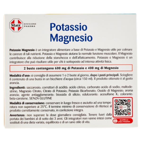 Matt Divisione Pharma Potassio Magnesio 20 buste di granulare effervescente 200 g