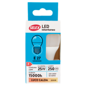 Selex Lampadina Led Sfera E27 3W Luce Calda