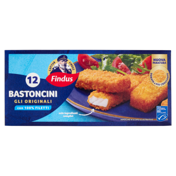 Capitan Findus 12 Bastoncini con 100% Filetti di Merluzzo 300 g