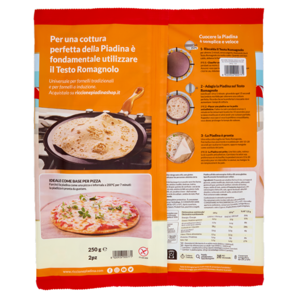 Riccionepiadina Piadina Senza Glutine Ricetta Classica 2 pz 250 g